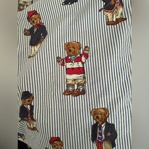Ralph Lauren Home Teddy Polo Bear Blue Stripe Twin Fitted Sheet